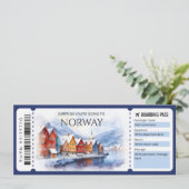 Bewerkbare Noorwegen vliegtuig instapkaart ticket Kaart (Staand voorkant)
