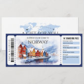 Bewerkbare Noorwegen vliegtuig instapkaart ticket Kaart (Voorkant / Achterkant)