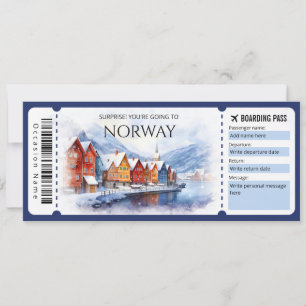 Bewerkbare Noorwegen vliegtuig instapkaart ticket Kaart