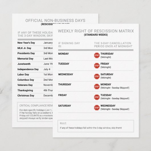 Bewerkbare Notaris Annuleringsrecht Referentiekaar Briefkaart (Voorkant / Achterkant)