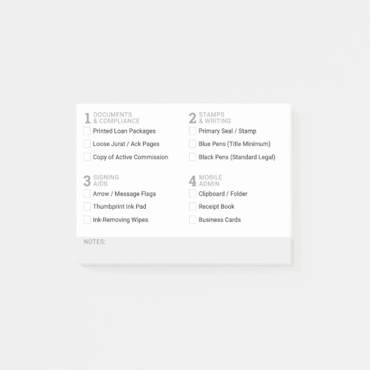 Bewerkbare Notaris Openbare Voorraad Raster Checkl Post-it® Notes (Voorkant)