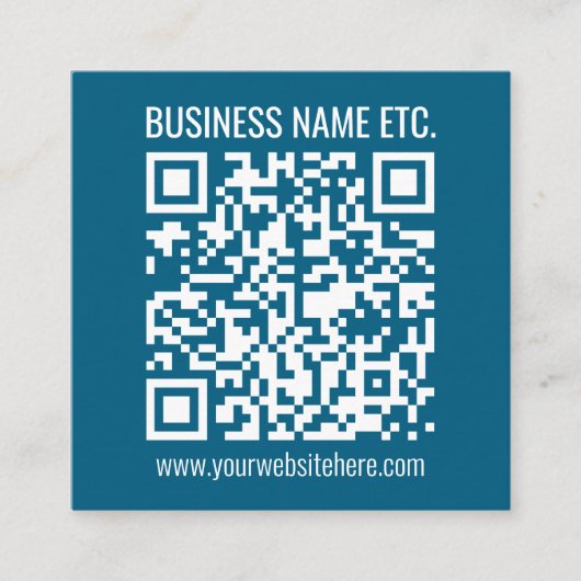 Bewerkbare Ocean Blue QR-code Informatiekaartje (Voorkant)