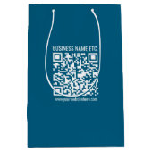 Bewerkbare Ocean Blue QR-code Medium Cadeauzakje (Voorkant)