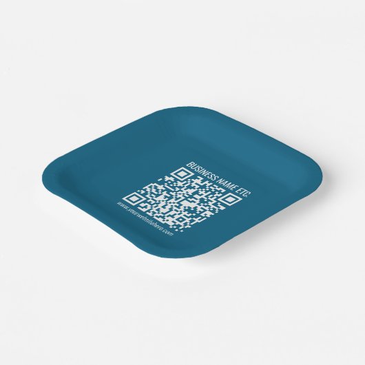 Bewerkbare Ocean Blue QR-code Papieren Bordje (Gebogen)