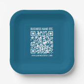 Bewerkbare Ocean Blue QR-code Papieren Bordje (Voorkant)