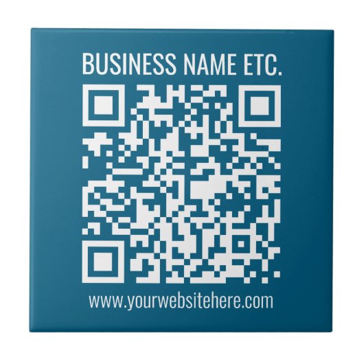 Bewerkbare Ocean Blue QR-code Tegeltje (Voorkant)