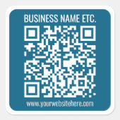Bewerkbare Ocean Blue QR-code Vierkante Sticker (Voorkant)