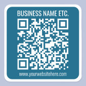 Bewerkbare Ocean Blue QR-code Vierkante Sticker