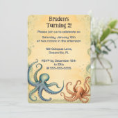 Bewerkbare Octopus in de Oceaan Kaart (Staand voorkant)