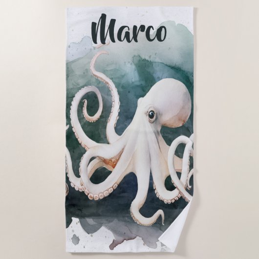 Bewerkbare Octopus Strandlaken (Voorkant)