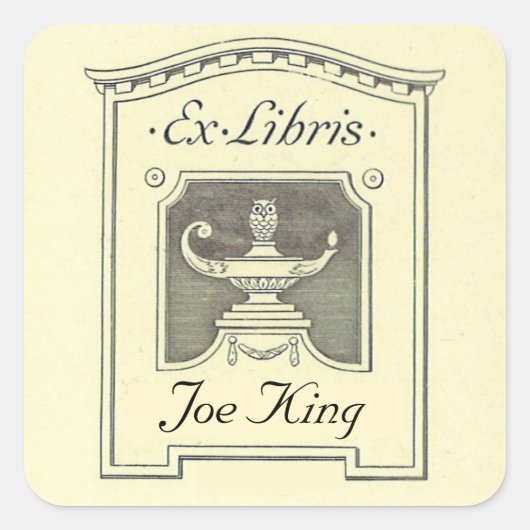 Bewerkbare  Olielamp Illustratie Boekplaat Vierkante Sticker (Voorkant)