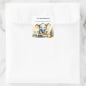 Bewerkbare Olifant en Boeken Bookplate Sticker (Tas)