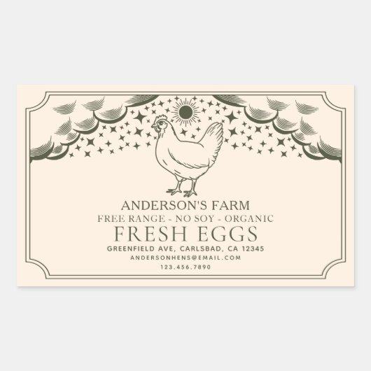 Bewerkbare Olive Witchy Tarot Eggs Family Boerderi Rechthoekige Sticker (Voorkant)