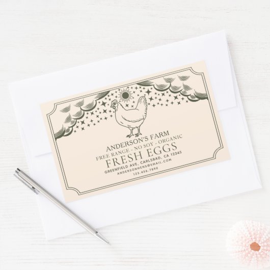 Bewerkbare Olive Witchy Tarot Eggs Family Boerderi Rechthoekige Sticker (Envelop)