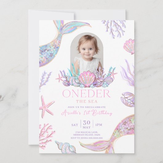 Bewerkbare Onder de Zee Zeemeermin Uitnodiging (Voorkant)
