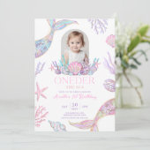 Bewerkbare Onder de Zee Zeemeermin Uitnodiging (Staand voorkant)