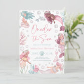 Bewerkbare Onder de Zee Zeemeermin Uitnodiging (Staand voorkant)