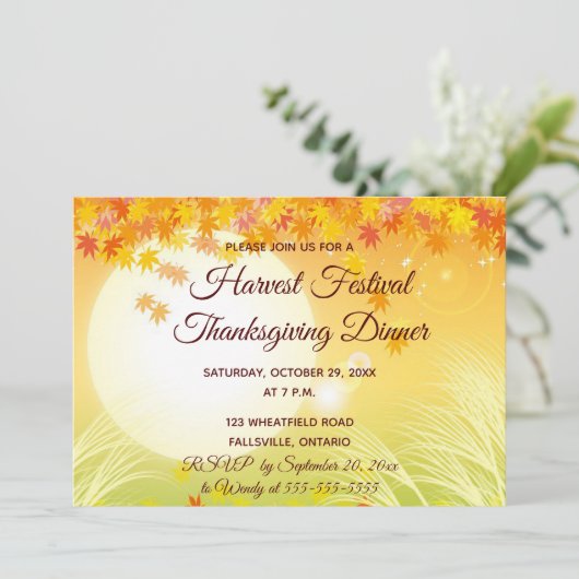 Bewerkbare oogstfeest dankbaarheidsdiner kaart (Staand voorkant)