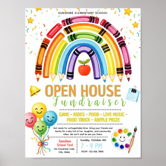 Bewerkbare open huis school Fondsenwervingsflyer Poster (Voorkant)