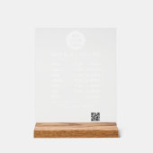 Bewerkbare openingstijden logo en qr-code acryl bord (Voorkant)