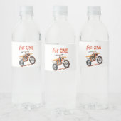 Bewerkbare Oranje Dirt Bike Verjaardag Waterfles Etiket (Flessen)
