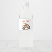 Bewerkbare Oranje Dirt Bike Verjaardag Waterfles Etiket (Voorkant)