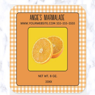 Bewerkbare Oranje marmelade Vierkante Sticker