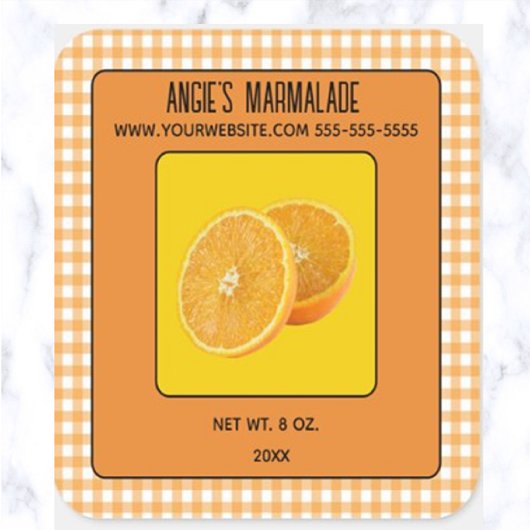 Bewerkbare Oranje marmelade Vierkante Sticker