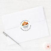 Bewerkbare oranje sauzesticker met datum ronde sticker (Envelop)