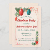 Bewerkbare Ornamenten en Evergreen Christmas Kaart (Voorkant / Achterkant)