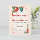 Bewerkbare Ornamenten en Evergreen Christmas Kaart (Staand voorkant)