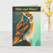 Bewerkbare Oudere en Wijzere Uil Kaart (Gele Bloem)