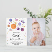 Bewerkbare Outer Space Kinder feestuitnodiging Kaart (Staand voorkant)