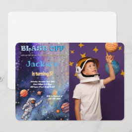Bewerkbare Outer Space Verjaardagsfeest Foto Kaart