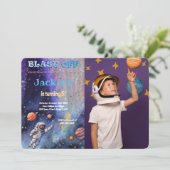 Bewerkbare Outer Space Verjaardagsfeest Foto Kaart (Staand voorkant)