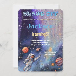 Bewerkbare Outer Space Verjaardagsfeestje Kaart