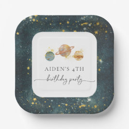 Bewerkbare Outerspace Party Borden Papieren Bordje