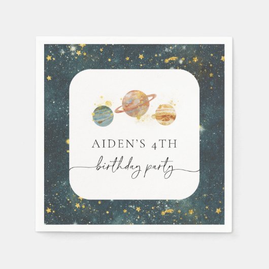 Bewerkbare Outerspace Party servetten (Voorkant)