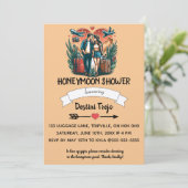 Bewerkbare paar huwelijksreis douche uitnodiging (Staand voorkant)
