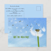 Bewerkbare paardenbloem zaden in de wind bewegende briefkaart (Voorkant / Achterkant)