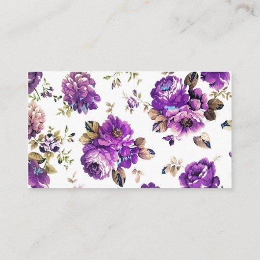 Bewerkbare Paarse Bloemenwinkel Boeket Bericht Kaa Visitekaartje (Achterkant)