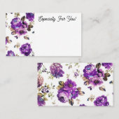 Bewerkbare Paarse Bloemenwinkel Boeket Bericht Kaa Visitekaartje (Voorkant / Achterkant)