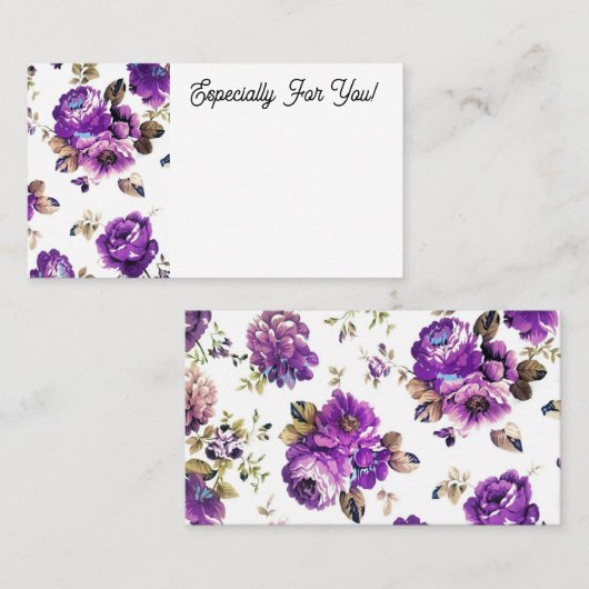 Bewerkbare Paarse Bloemenwinkel Boeket Bericht Kaa Visitekaartje (Voorkant / Achterkant)