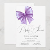 Bewerkbare Paarse Bow Coquette Uitnodiging (Voorkant / Achterkant)