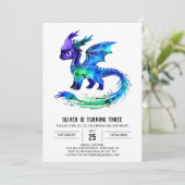 Bewerkbare Paarse Dragon Digital Boy Verjaardag Kaart (Staand voorkant)
