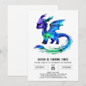 Bewerkbare Paarse Dragon Digital Boy Verjaardag Kaart (Voorkant / Achterkant)