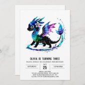 Bewerkbare Paarse Dragon Digitale Meisje Verjaarda Kaart (Voorkant / Achterkant)