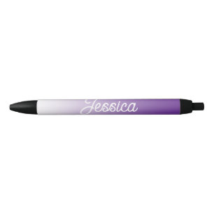 (Bewerkbare) paarse kleur ombre & uw tekst Zwarte Inkt Pen