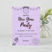 Bewerkbare Paarse Nieuwjaarsfeest Uitnodiging | El (Staand voorkant)