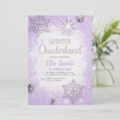 Bewerkbare Paarse Silver Glitter Winter Onederland Kaart (Staand voorkant)